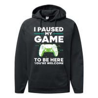 Cool Video Gamer For Men Boy Game Paused Gaming Gamers Performance Fleece Hoodie