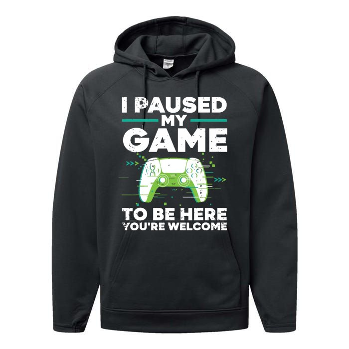 Cool Video Gamer For Men Boy Game Paused Gaming Gamers Performance Fleece Hoodie