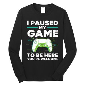 Cool Video Gamer For Men Boy Game Paused Gaming Gamers Long Sleeve Shirt