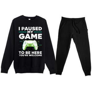 Cool Video Gamer For Men Boy Game Paused Gaming Gamers Premium Crewneck Sweatsuit Set