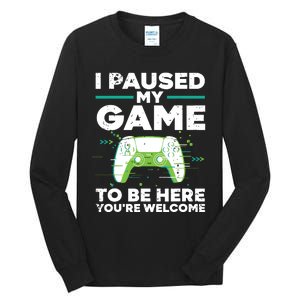 Cool Video Gamer For Men Boy Game Paused Gaming Gamers Tall Long Sleeve T-Shirt