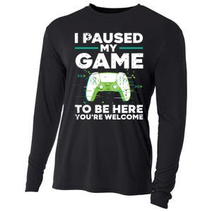 Cool Video Gamer For Men Boy Game Paused Gaming Gamers Cooling Performance Long Sleeve Crew