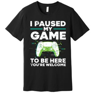 Cool Video Gamer For Men Boy Game Paused Gaming Gamers Premium T-Shirt