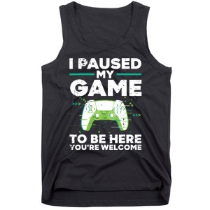 Cool Video Gamer For Men Boy Game Paused Gaming Gamers Tank Top