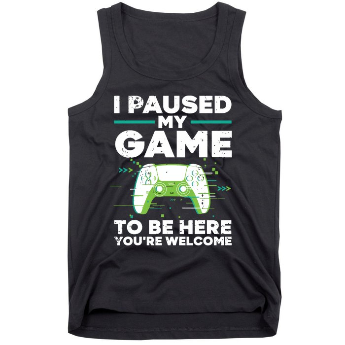 Cool Video Gamer For Men Boy Game Paused Gaming Gamers Tank Top