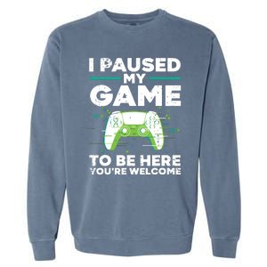 Cool Video Gamer For Men Boy Game Paused Gaming Gamers Garment-Dyed Sweatshirt