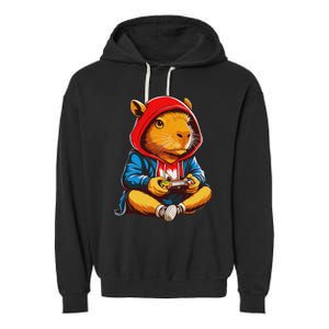 Capybara Video Games Funny Gaming Capy Teen Garment-Dyed Fleece Hoodie