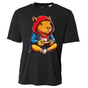 Capybara Video Games Funny Gaming Capy Teen Cooling Performance Crew T-Shirt