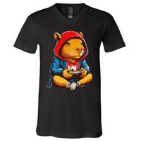 Capybara Video Games Funny Gaming Capy Teen V-Neck T-Shirt