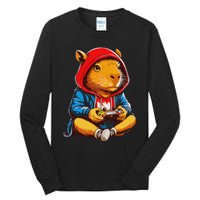 Capybara Video Games Funny Gaming Capy Teen Tall Long Sleeve T-Shirt