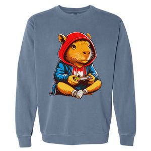 Capybara Video Games Funny Gaming Capy Teen Garment-Dyed Sweatshirt