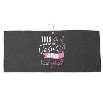 Cool Volleyball Gifts For Women Funny Teen Run On Jesus Large Microfiber Waffle Golf Towel