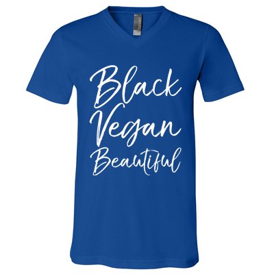 Cute Vegan Gift For Black Cute Black Vegan Beautiful Gift V-Neck T-Shirt