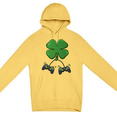 Clover Video Game Controllers St Patricks Day Premium Pullover Hoodie