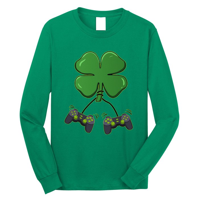 Clover Video Game Controllers St Patricks Day Long Sleeve Shirt