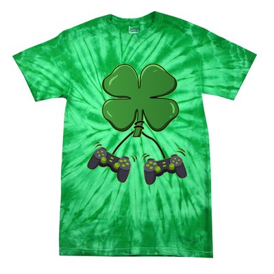 Clover Video Game Controllers St Patricks Day Tie-Dye T-Shirt