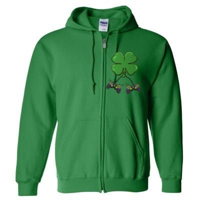 Clover Video Game Controllers St Patricks Day Full Zip Hoodie