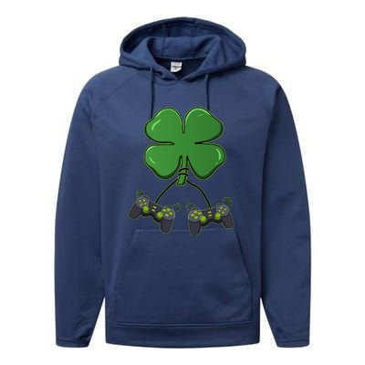 Clover Video Game Controllers St Patricks Day Performance Fleece Hoodie