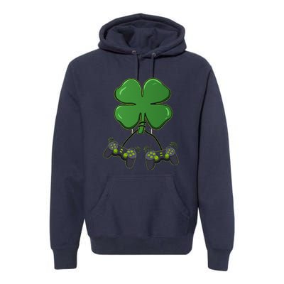 Clover Video Game Controllers St Patricks Day Premium Hoodie