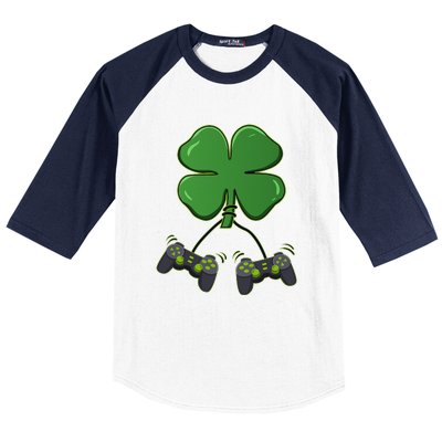 Clover Video Game Controllers St Patricks Day Baseball Sleeve Shirt