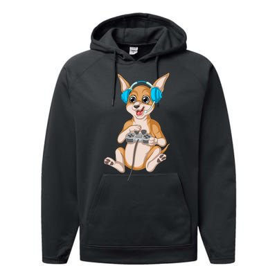 Chihuahua Video Gamer Performance Fleece Hoodie