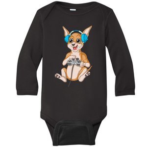 Chihuahua Video Gamer Baby Long Sleeve Bodysuit