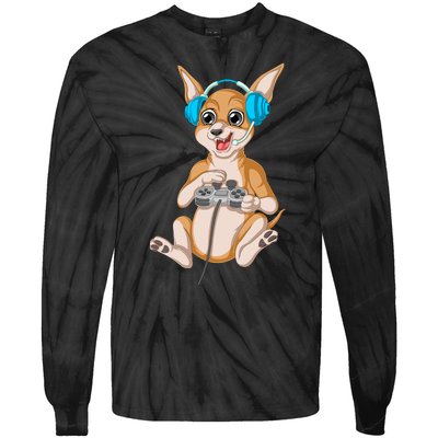 Chihuahua Video Gamer Tie-Dye Long Sleeve Shirt