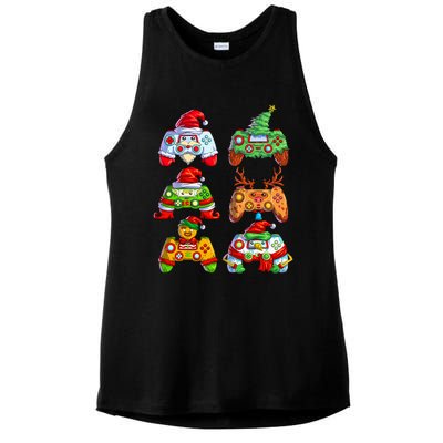 Christmas Video Game Controller Santa Hat Christmas Gamer Ladies PosiCharge Tri-Blend Wicking Tank