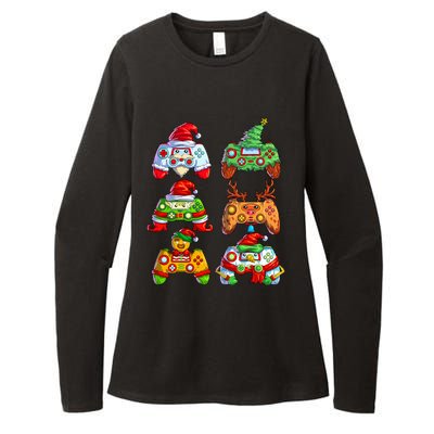 Christmas Video Game Controller Santa Hat Christmas Gamer Womens CVC Long Sleeve Shirt