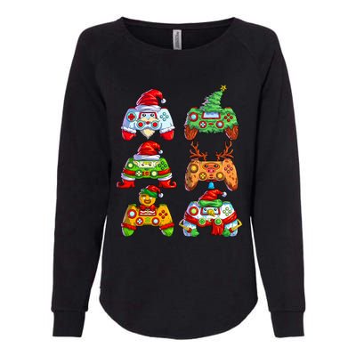 Christmas Video Game Controller Santa Hat Christmas Gamer Womens California Wash Sweatshirt