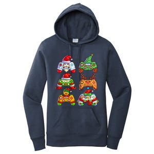 Christmas Video Game Controller Santa Hat Christmas Gamer Women's Pullover Hoodie