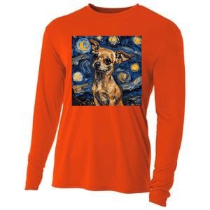 Chihuahua Van Gogh Starry Night Cooling Performance Long Sleeve Crew