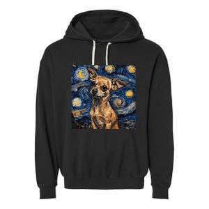 Chihuahua Van Gogh Starry Night Garment-Dyed Fleece Hoodie