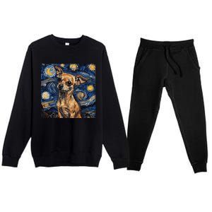 Chihuahua Van Gogh Starry Night Premium Crewneck Sweatsuit Set