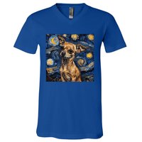 Chihuahua Van Gogh Starry Night V-Neck T-Shirt