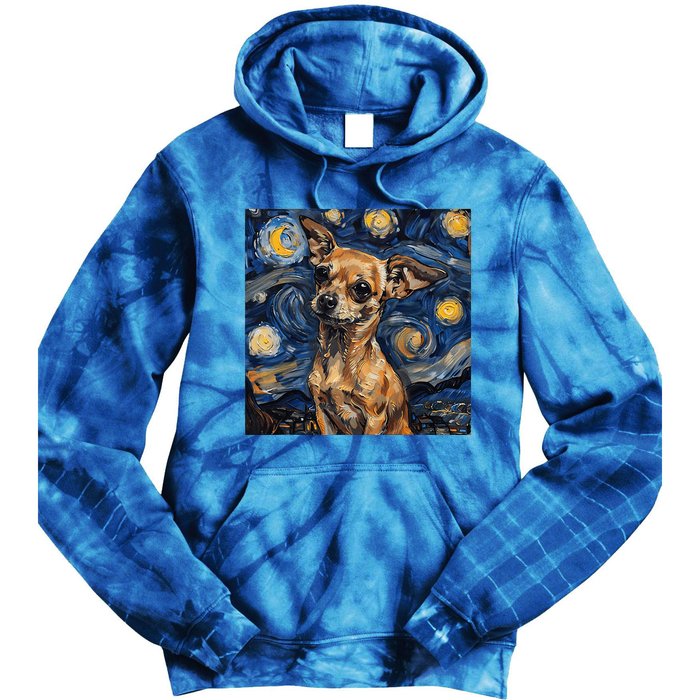 Chihuahua Van Gogh Starry Night Tie Dye Hoodie