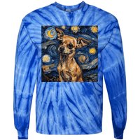 Chihuahua Van Gogh Starry Night Tie-Dye Long Sleeve Shirt