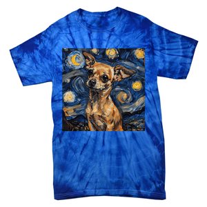 Chihuahua Van Gogh Starry Night Tie-Dye T-Shirt