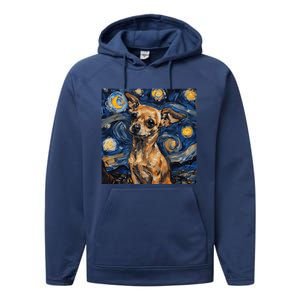 Chihuahua Van Gogh Starry Night Performance Fleece Hoodie