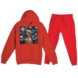 Chihuahua Van Gogh Starry Night Premium Hooded Sweatsuit Set