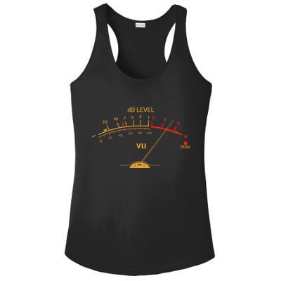 Cool Vintage Gold DB Level VU Meter Music Bass Lover Ladies PosiCharge Competitor Racerback Tank