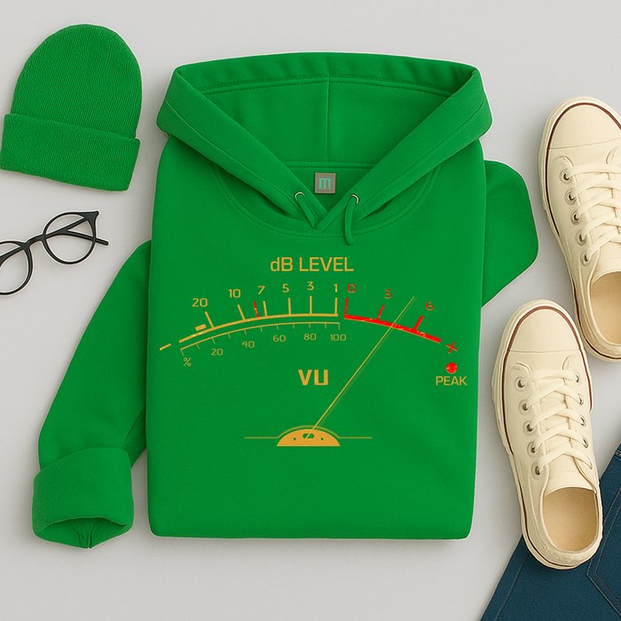 Cool Vintage Gold DB Level VU Meter Music Bass Lover Hoodie