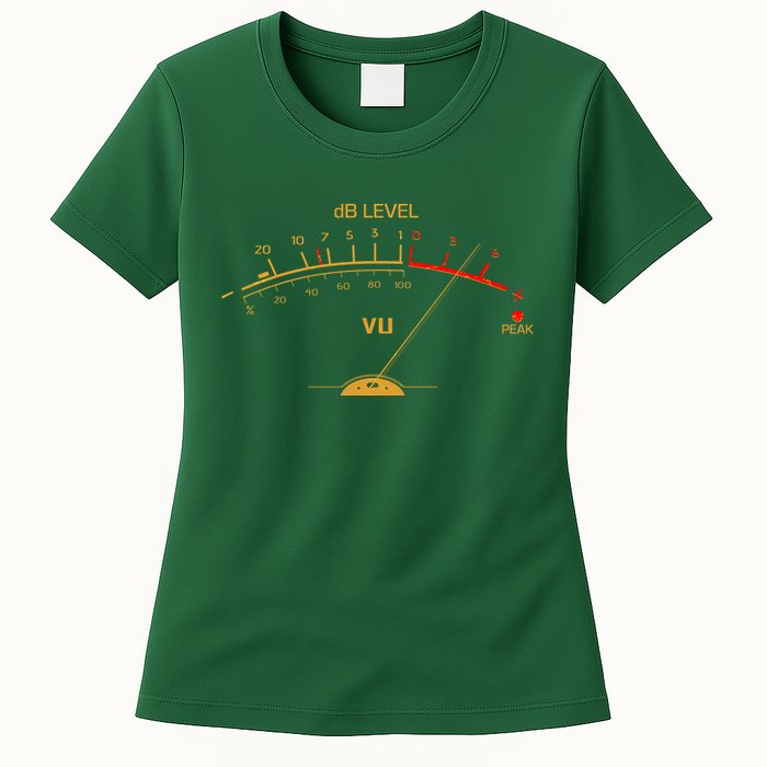 Cool Vintage Gold DB Level VU Meter Music Bass Lover Womens T-Shirt