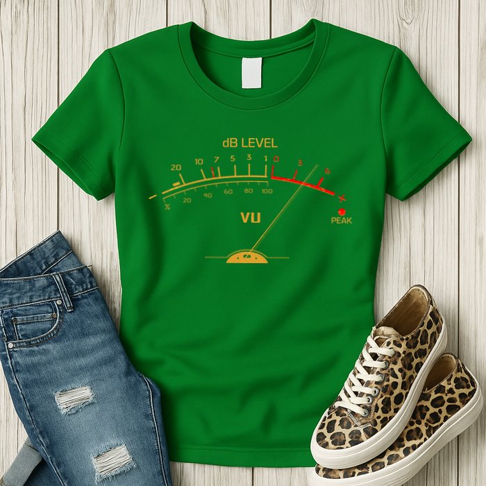 Cool Vintage Gold DB Level VU Meter Music Bass Lover Womens T-Shirt