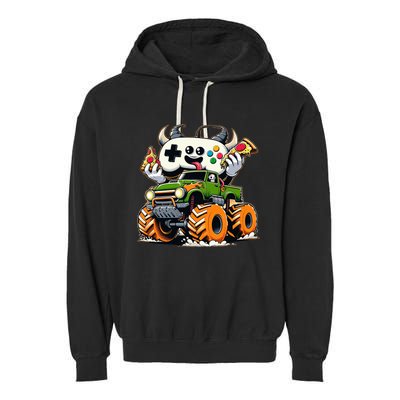 Cool  Video Game Pizza Lifted Truck Garment-Dyed Fleece Hoodie