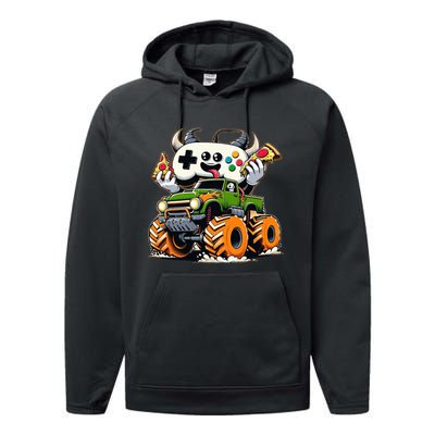 Cool  Video Game Pizza Lifted Truck Performance Fleece Hoodie