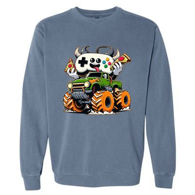 Cool  Video Game Pizza Lifted Truck Garment-Dyed Sweatshirt