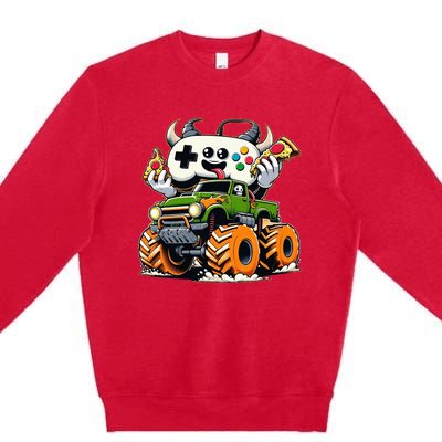 Cool  Video Game Pizza Lifted Truck Premium Crewneck Sweatshirt