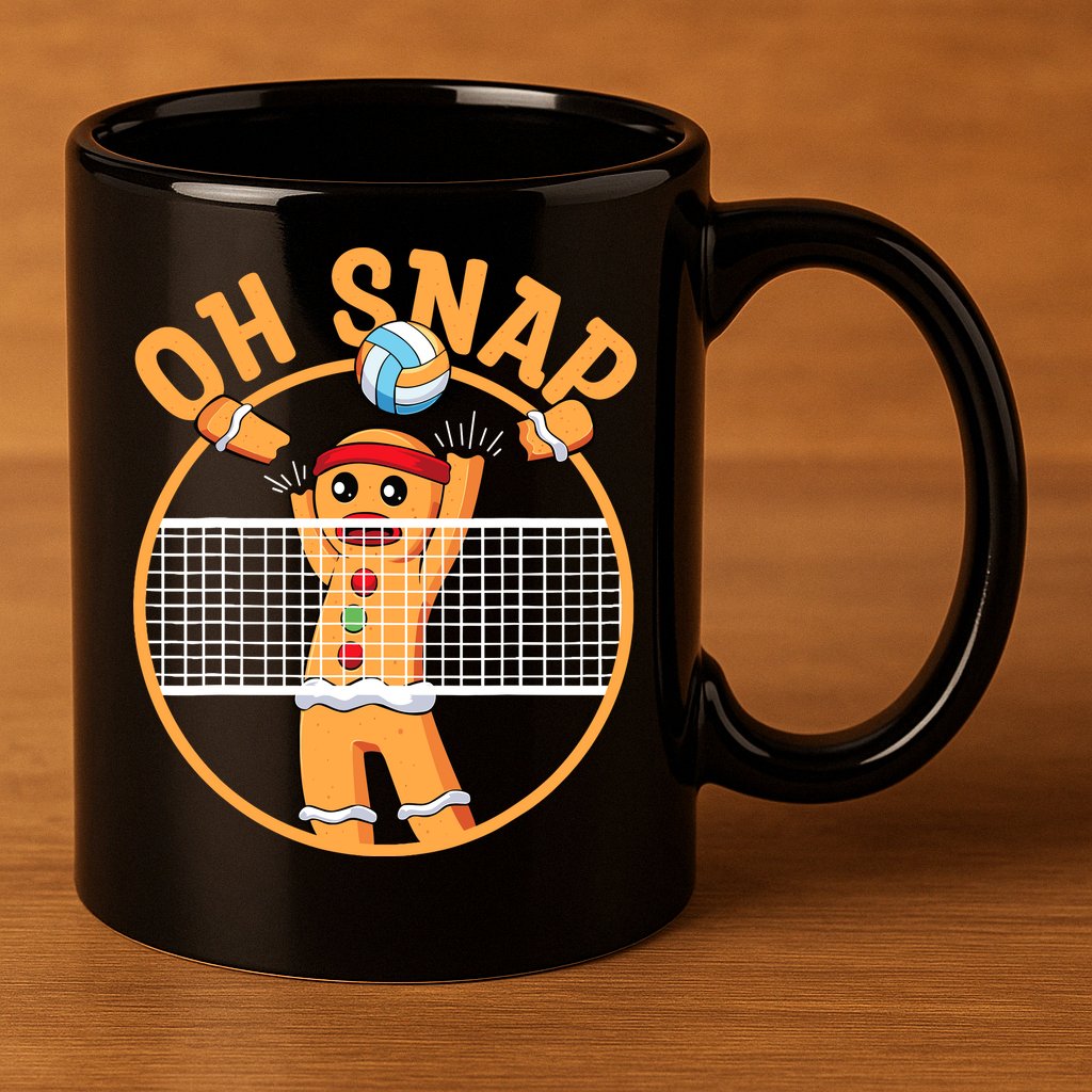 Christmas Volleyball Gingerbread Man Blocker Oh Snap 11oz C Handle Ceramic Mug