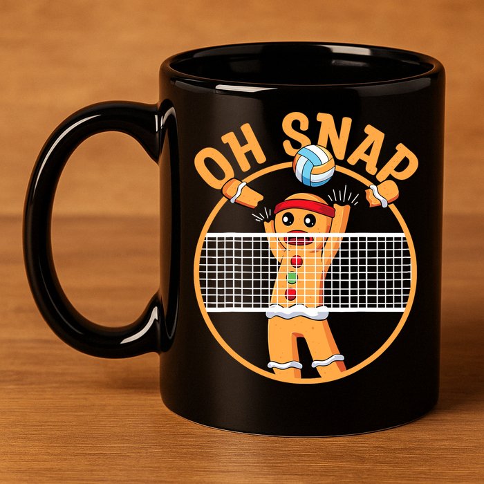 Christmas Volleyball Gingerbread Man Blocker Oh Snap 11oz C Handle Ceramic Mug